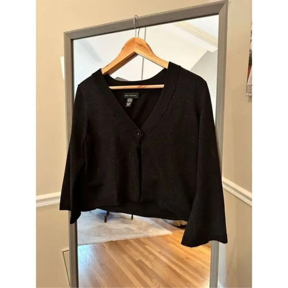 Cable and Gauge Silk Cardigan Large Metallic